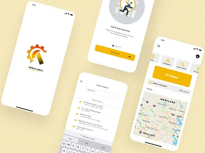 Mobile Mech app app design art branding design graphic design illustration logo mechanic mobile mobile design ui uiux uiux design ux vector xd