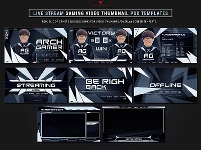 Gamer Esport Team Live Stream Gaming Video Photoshop Templates cyberpunk design edm electro esport futuristic graphicdesign korea mobile legends photoshop template republic of gamers twitch youtube banner