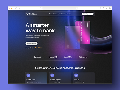 TrustBank. A smarter way to bank bank dark figma finance fintech landing technology web3