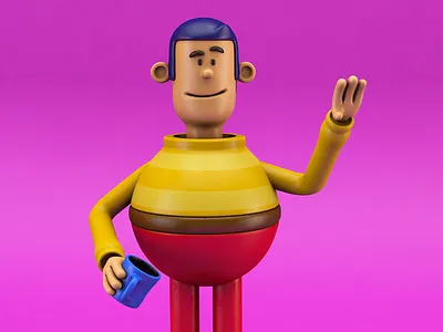 Man and coffee - 3D 3d animation best bestdesign cinema4d color colores colors diseño diseñográfico graphic design ilustración lima logo man motion motion graphics perú rosado ui