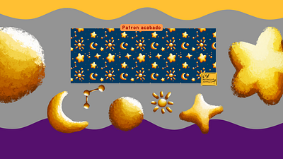 Patrón con estrellas texturizado almohada cielo constelacion design digital estrella illustration ilustracion luna noche packaging producto taza