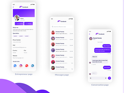 Fansbook - Chat app branding chat conversation design graphic design icon illustration logo mobile app typography ui ux vector