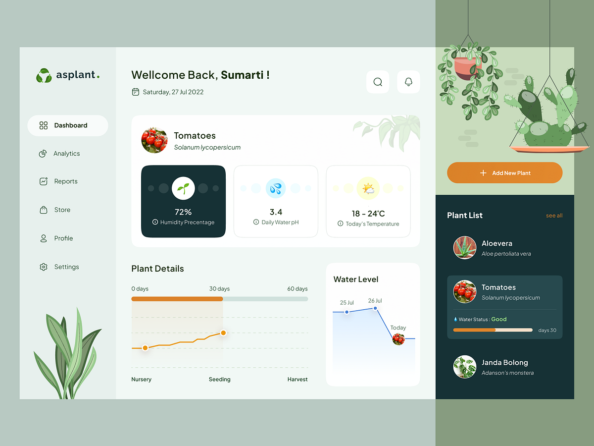 Plant Dashboard 🌱 by Rizal Gradian 🐳 for Vektora on Dribbble