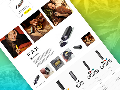 PAX desktop ecommerce product page cannabis cta design desktop pax responsive ui ux vape