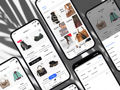Modern Shopping - iOS Mobile App cards clothes ios items list luxury minimalistic mobile modern screens shop shopping store ui ux