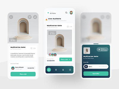 NFT MARKETPLACE bid bid platform crypto cryptocurrency design figma live auctions marketplace mobile app nft nft apps nft bid nft marketplace nft platform ui ui design uiux