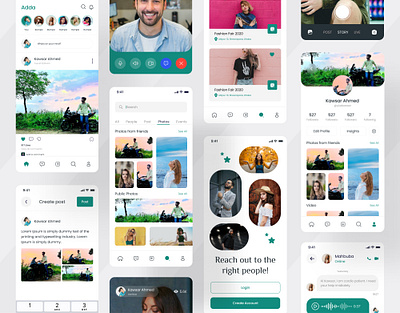 Adda - Social Network Mobile App app design application ios mobile mobile app social media social media app ui ui design uiux user interface ux design