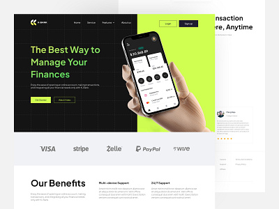 K-Bank - Finance Landing Page banking banking landing page banking website finance finance landing page finance website fintech landing landing page money ui ux web design web page