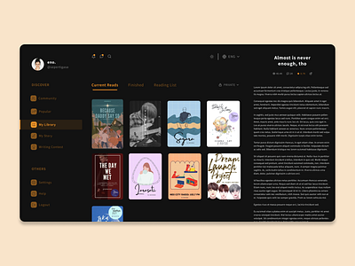 [Exploration] Dark mode ver of Wattpad website design landingpage onlinebooks typography ui ux webdesign