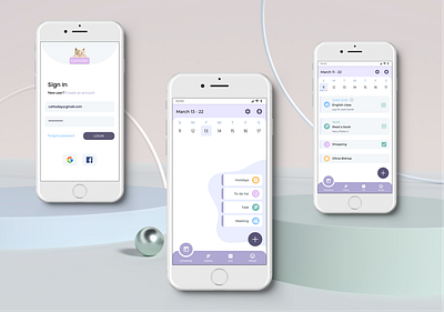 Planner CattoDay branding mobile design planner time management app ui ux