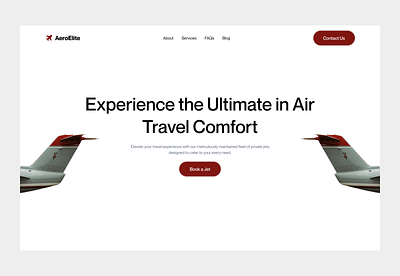 AeroElite - Hero Section aero aeroplane aerospace air airline airplane design hero section productdesign ui uiuxdesign ux web design