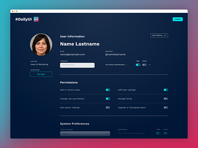 #DailyUI 006 — User Profile Page ui