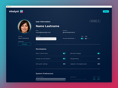 #DailyUI 006 — User Profile Page ui