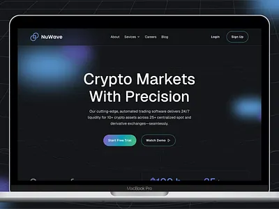NuWave - Crypto Landing Page clean clean ui crypto dark dark ui dribbble gradient gradients inspiration interface landing page market marketing modern saas startup ui web website