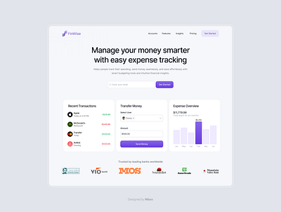 FinWise 🏦 3d branding dashboard design design ecommerce website design figma graphic design illustration logo motion graphics product design ui ux website design widget