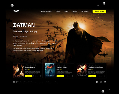 Batman - Dark Theme adobexd competitiveanalysis design ui uiux ux uxresearch websitedesign