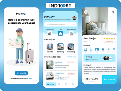 IND'KOST App Mobile accomodation apartement boarding house college family home hotels house house rental indonesia kontrakan kost lodge mobile mobile app rental student travel trip ui design