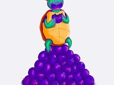 Blueberry loving Turtle art characterdesign illustration procreate turtle