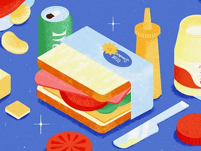 Picnic time butter chips club sandwich food food illustration illustration mayoinaise mustard photoshop sandwich