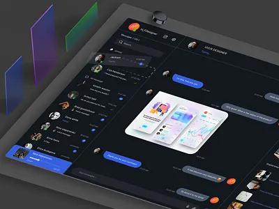 Messenger Dashboard (dark version) 3d animation app appdesigne branding dashboard design graphic design illustration logo massenger messenger dashboard motion graphics ui uiux ux uxd web webdesigner website
