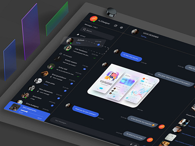 Messenger Dashboard (dark version) 3d animation app appdesigne branding dashboard design graphic design illustration logo massenger messenger dashboard motion graphics ui uiux ux uxd web webdesigner website