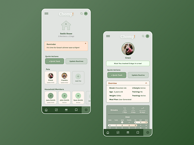 Chomp! Household + Pet Profiles 006 app branding concept dailyui design mobile profile ui user profile ux