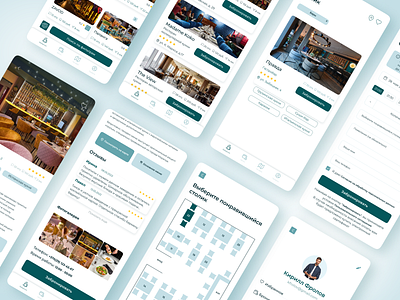 Mobile app for searching and booking tables in the restaurant app booking design mobile app mobiledesign restaurant ui ux webdesign