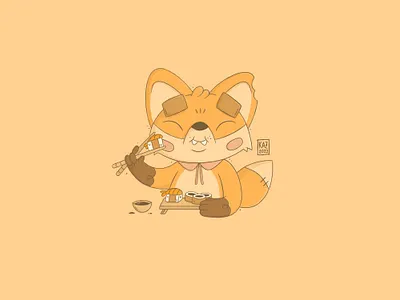 Kitsune cartoon character design cute design food fox foxes illustration japan japanese kawaii kitsune procreate sushi