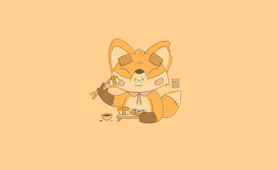 Kitsune cartoon character design cute design food fox foxes illustration japan japanese kawaii kitsune procreate sushi