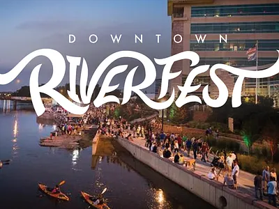 Downtown Riverfest logo branding festival hand lettering logo