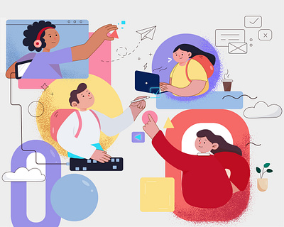 CONECTADOS.ai 2d adobe character design color conection design flat flat design flat illustration graphic design illustration illustrator team work