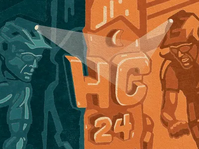 Hardcore 24 Poster Detail 24 hours dusk to dawn gritty grungy hardcore illustration inkstarve lights mountain bike night and day race tree woodcarving