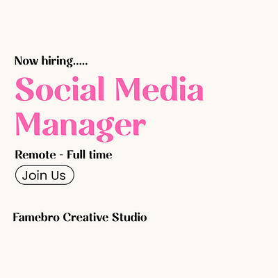 Hiring - Social Media Manager @ Famebro Creative Studio branding design famebromedia fashion illustration logo minimal typography ui vector