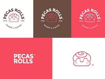 Pecas Rolls Logo brand branding cafe chile coffee color palette cute design graphic design iconography kawaii logo logodesign logomark logotype mark santiago sweet typography vintage