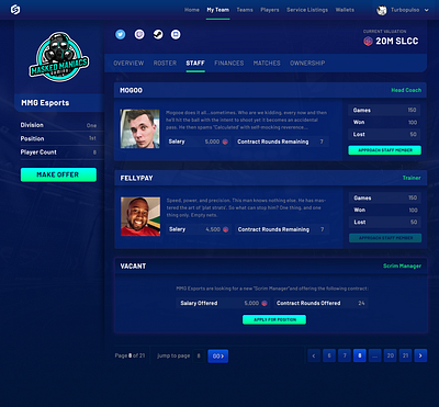 Slips dApp - Team Staff Screen