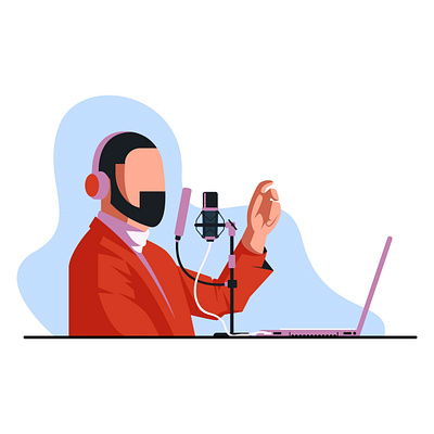 Podcaster Flat Illustration branding design flat illustration flatdesign graphic design graphicdesigner illustration podcast ui ux vector