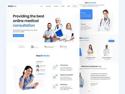 Medicon - Medical Consultation Landing Page app appointment clean consultation doctore doctore appointment health healthcare hospital landingpage medical medical consultation medicine mobile modern patient specialist ui ux web