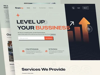 Financy - Financial Consultant Portfolio Landing Page branding clean corporate design finance financial illustration landing page logo minimal modern money retro simple slab slabdsgn template ui website