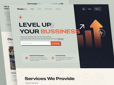 Financy - Financial Consultant Portfolio Landing Page branding clean corporate design finance financial illustration landing page logo minimal modern money retro simple slab slabdsgn template ui website