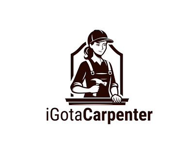 Carpenter Girl Mascot Logo strong