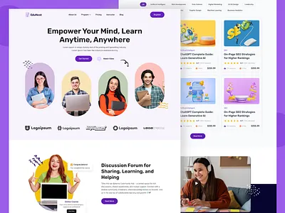 EduNest – Online Learning Platform UI Design design ecommerce edtech landing page onlinelearning uiux userexperience webdesign website website design