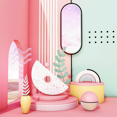 Summer Breeze 3D illustration 3d 3d illustration abstract c4d design graphic design illustration indoor poster summer surreal