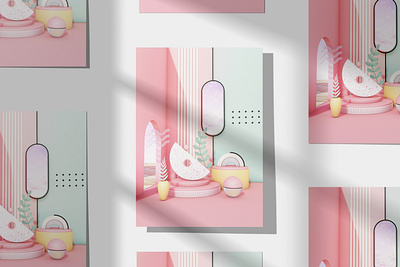 Summer Breeze poster 3d illustration abstract art c4d feminine graphic design home decor pink poster summer surreal wall decor
