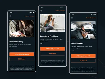 Subscription: Onboarding billiing design mobile app onboarding payment pricing subscription ui uiux ux
