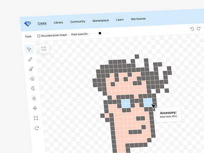 Sprite and pixel art editor: workspace screen blockchain design decentralized platform digital product design nft marketplace design nft platform design p2p marketplace pixel art pixel art editor pixel art platform design sprite editor design ui