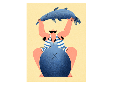 Crazy daddy days 2d 2d art abstract character art character design commercial crazy dad daddy design drawing father fish fishing flat illustration illustration man people procreate uncle