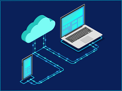 isometric cloud cloud computer illustration isometric pc