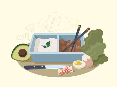 lunch asian dinner food illustration illustrator lunch rice sticks