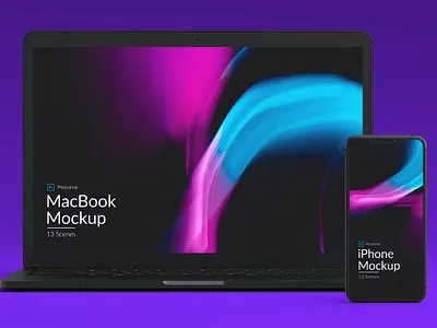 FREE Iphone and MacBook Promo Mockups branding chic device graphic design illustration iphone macbook macbook promo minimal mockup motion graphics multiple onlineshop onlinestore presentation promo mockups realistic simple ui webpromo