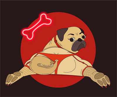 sexy pug dog garter illustration illustrator neon pug red sex sexy stockings thong underpants